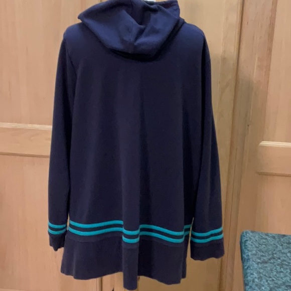 Navy & Teal pull over hoodie - Picture 3 of 6